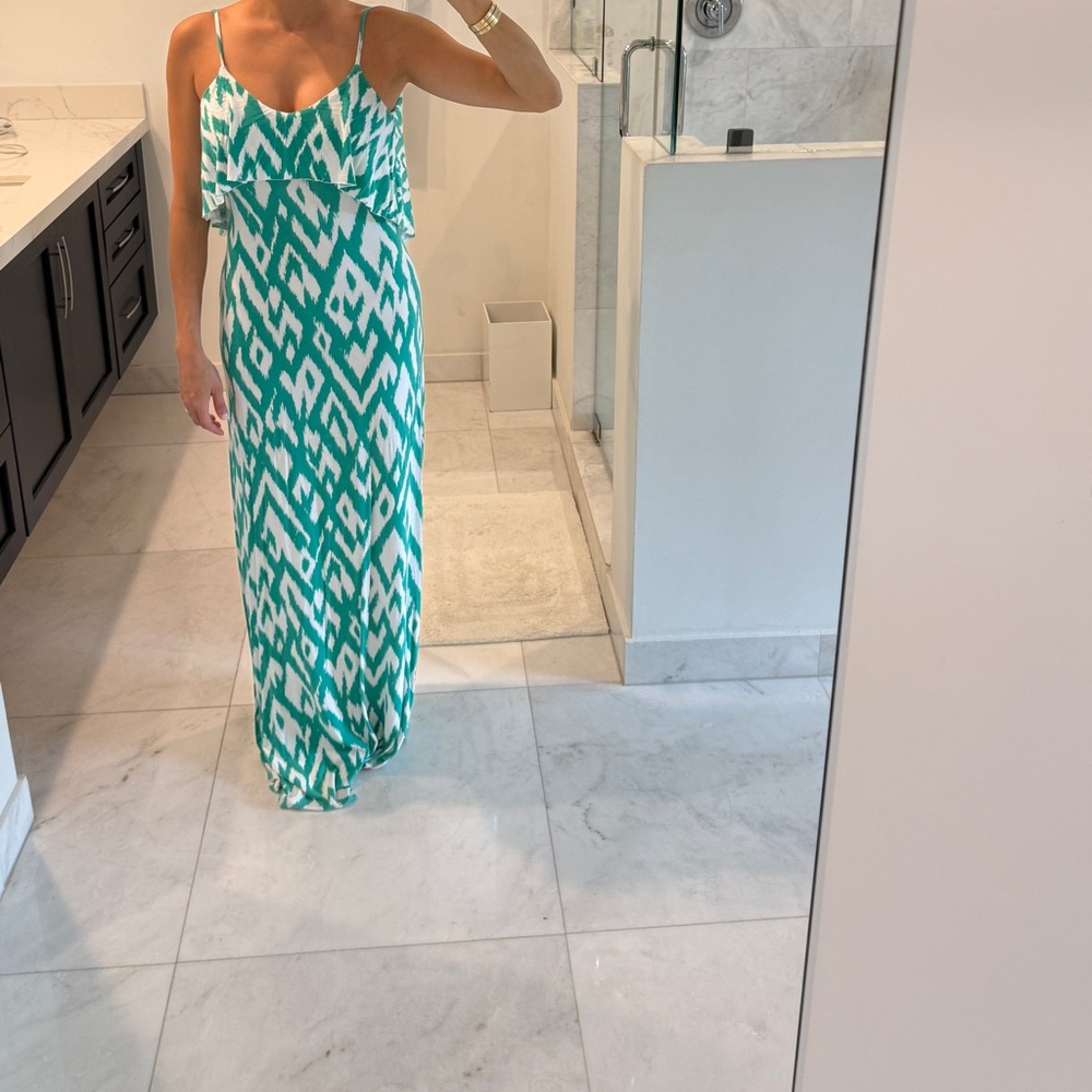 Tart Green and White Maxi Dress